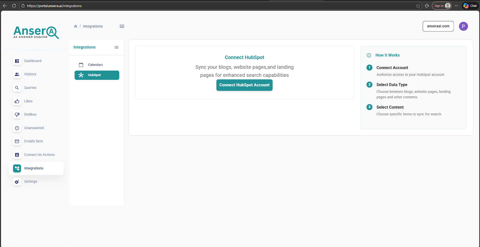 Connect HubSpot Button